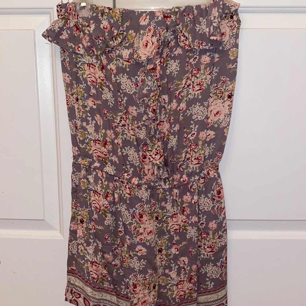 floral strapless romper